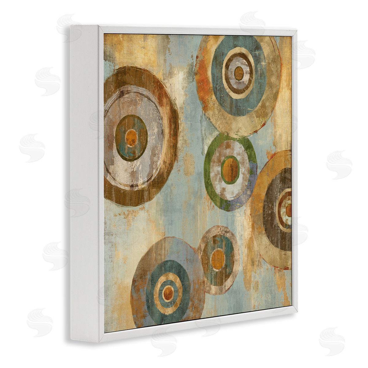 Cam Richards Abstract Layered Circles Industrial Rust Tones Geometric Shapes White Framed Glicee Wall Art Print