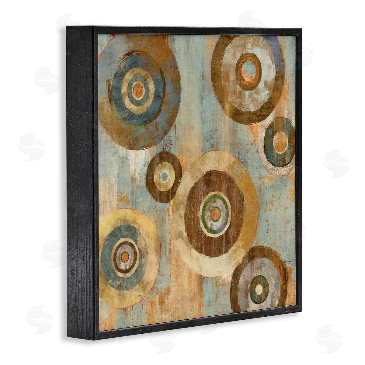 Cam Richards Geometric Circles Layered Abstract Painting Industrial Rust Tones Black Framed Glicee Wall Art Print