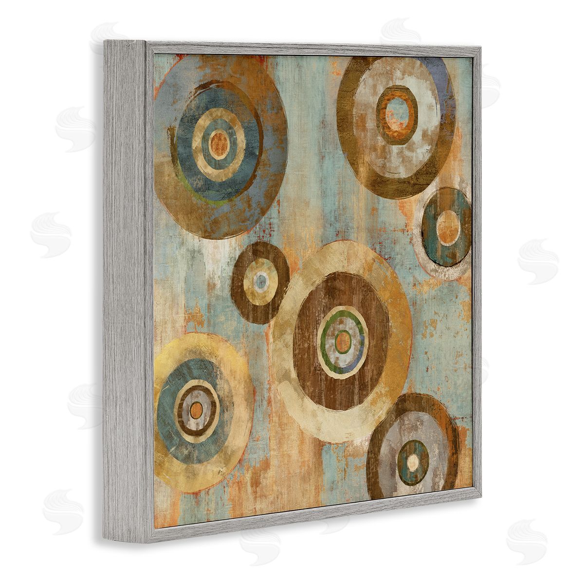 Cam Richards Geometric Circles Layered Abstract Painting Industrial Rust Tones Gray Framed Glicee Wall Art Print