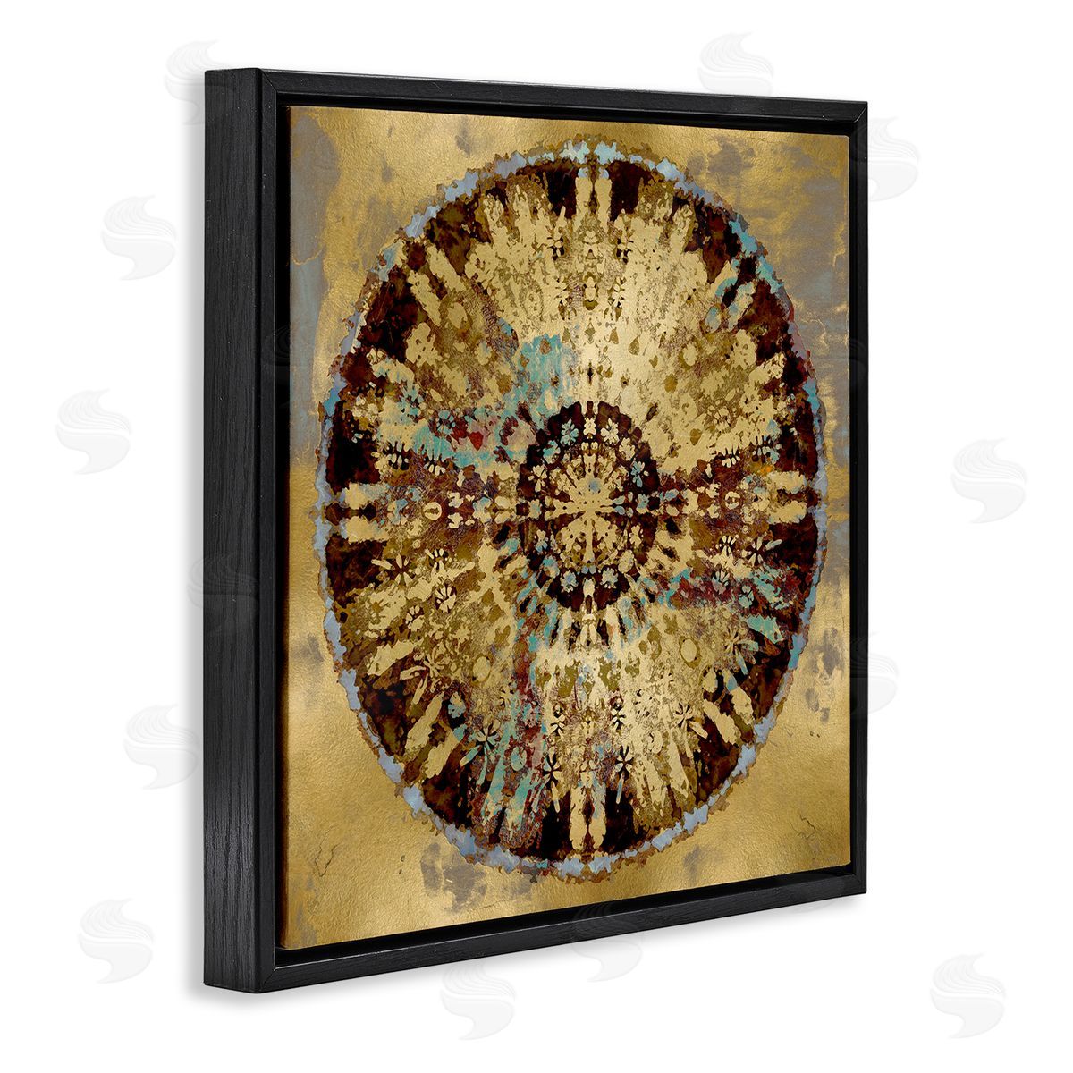 Ellie Roberts Circular Shape Abstraction Modern Rust Pattern Industrial Painting Black Floating Frame Canvas Wall Art Print