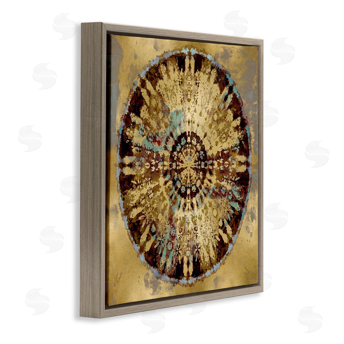 Ellie Roberts Circular Shape Abstraction Modern Rust Pattern Industrial Painting Brown Floating Frame Canvas Wall Art Print