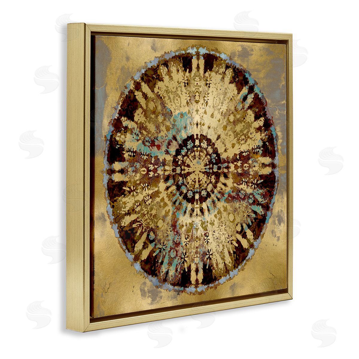 Ellie Roberts Circular Shape Abstraction Modern Rust Pattern Industrial Painting Gold Floating Frame Canvas Wall Art Print