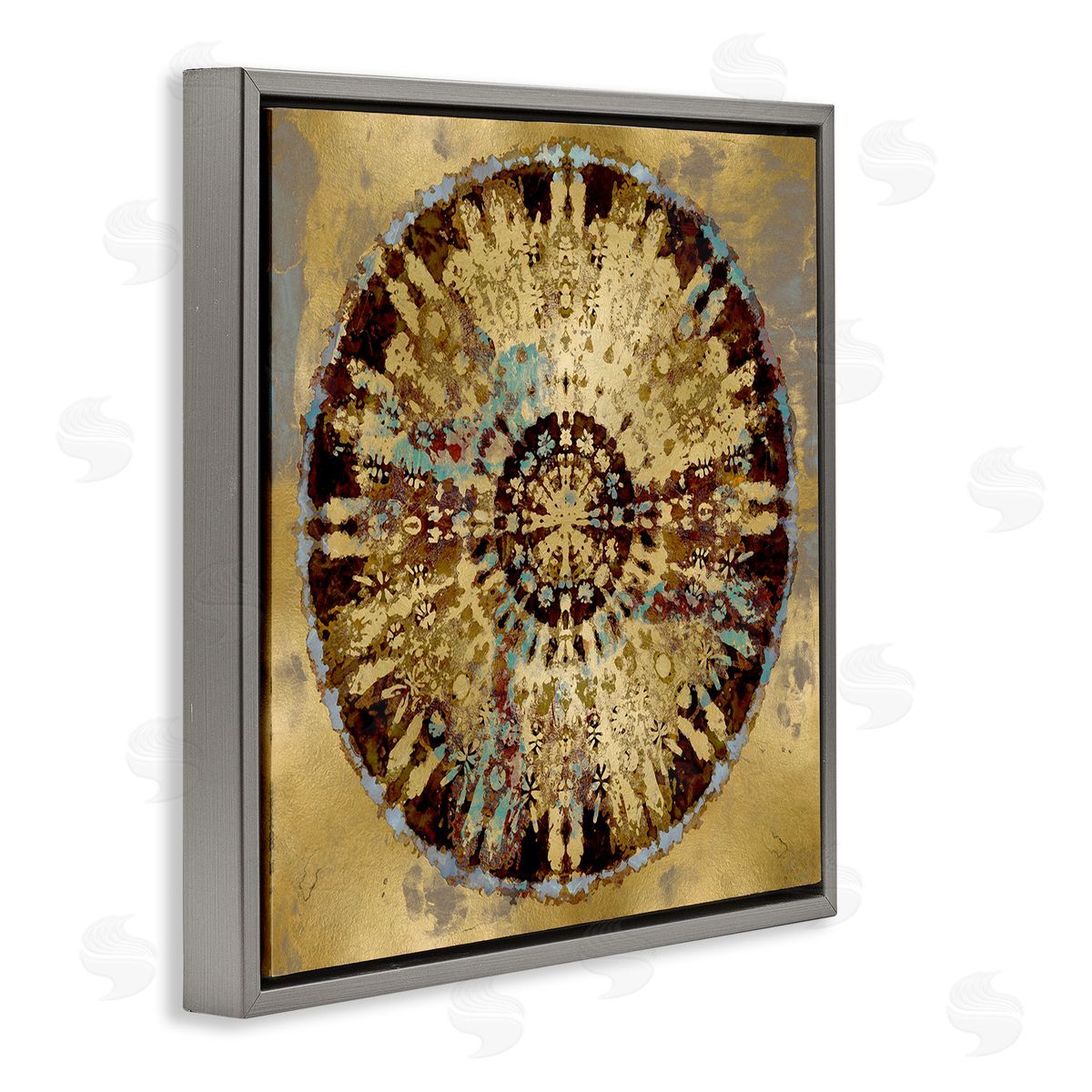 Ellie Roberts Circular Shape Abstraction Modern Rust Pattern Industrial Painting Gray Floating Frame Canvas Wall Art Print