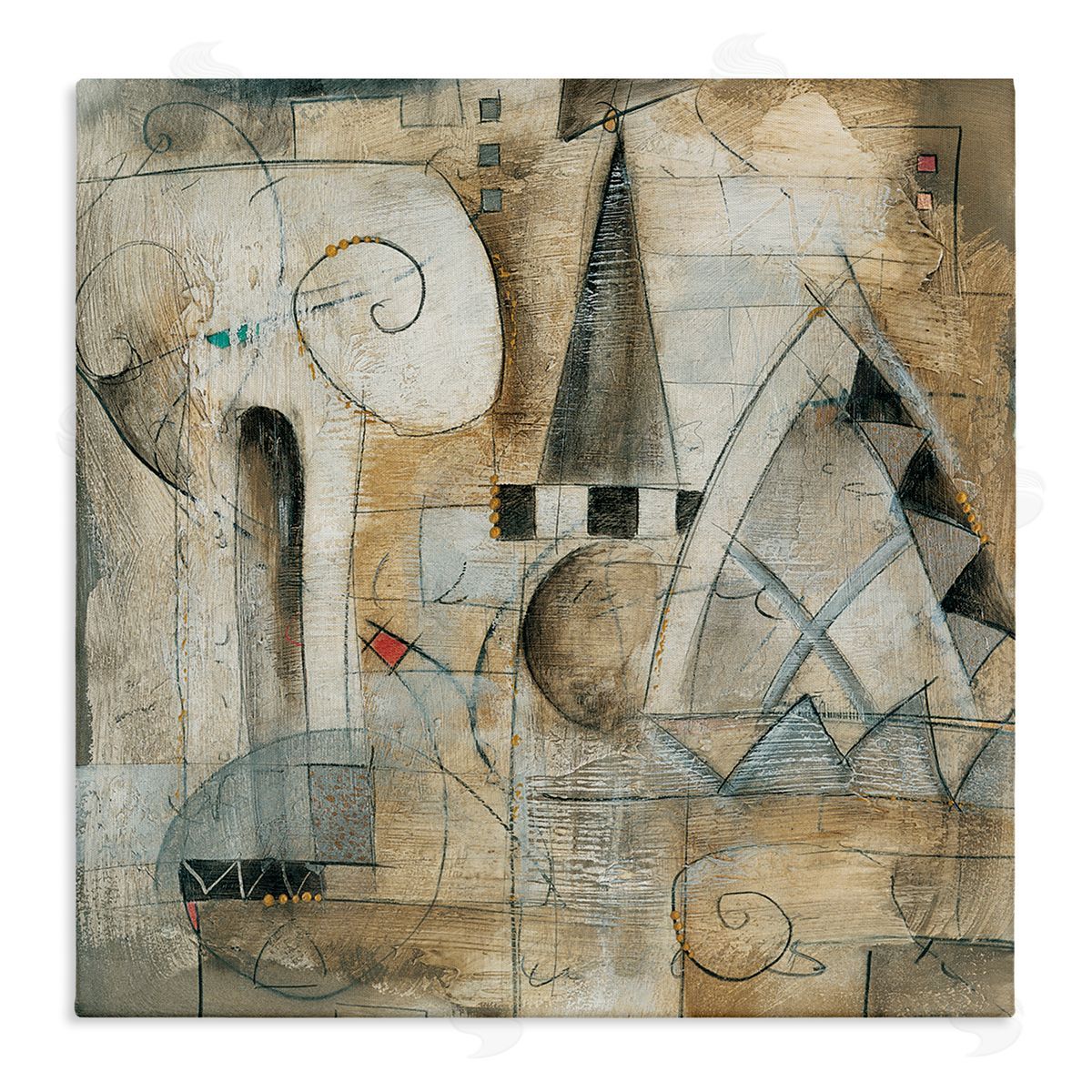 Eric Waugh Classic Architecture Abstract Steepled Buildings Ionic Pillar Painting Stretched Canvas Wall Art Print