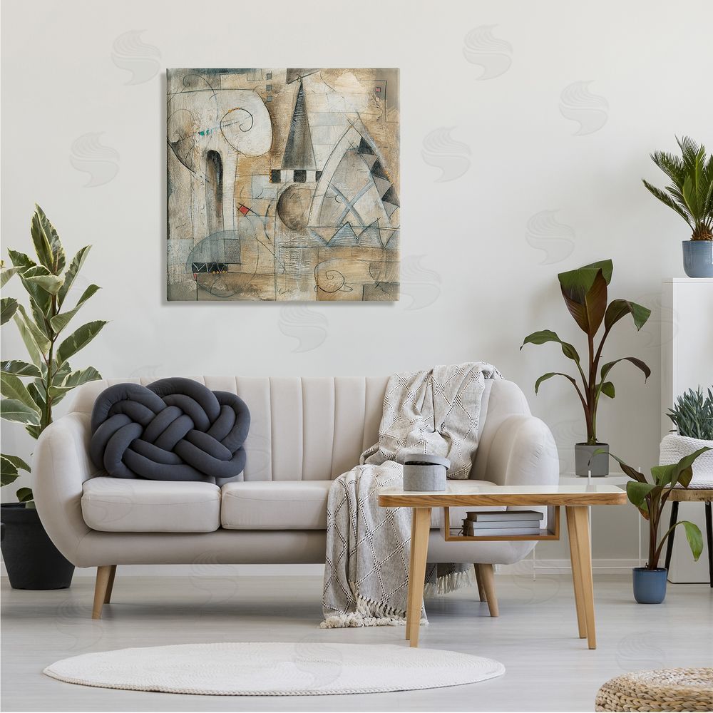 Eric Waugh Classic Architecture Abstract Steepled Buildings Ionic Pillar Painting Canvas Wall Art in Room
