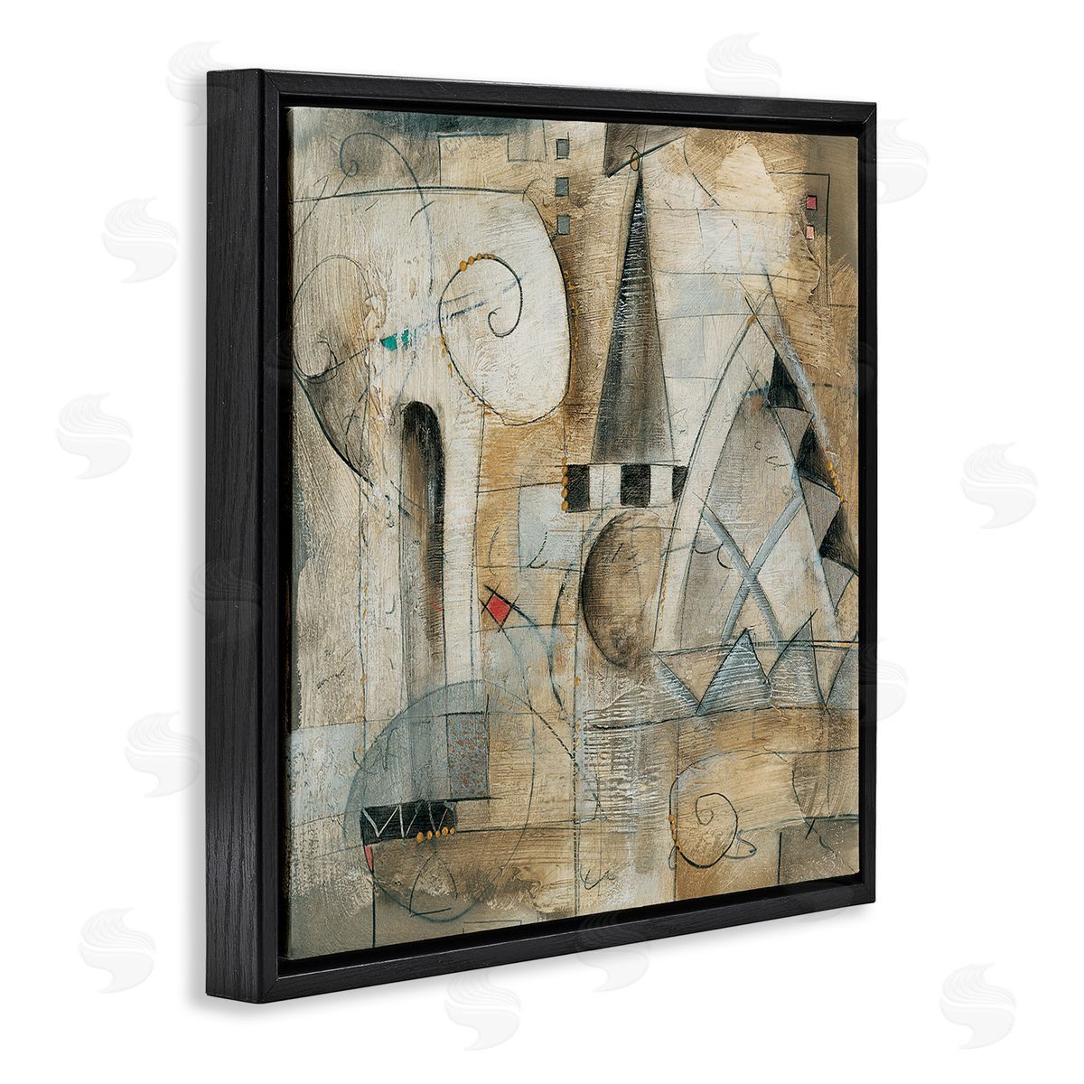 Eric Waugh Classic Architecture Abstract Steepled Buildings Ionic Pillar Painting Black Floating Frame Canvas Wall Art Print