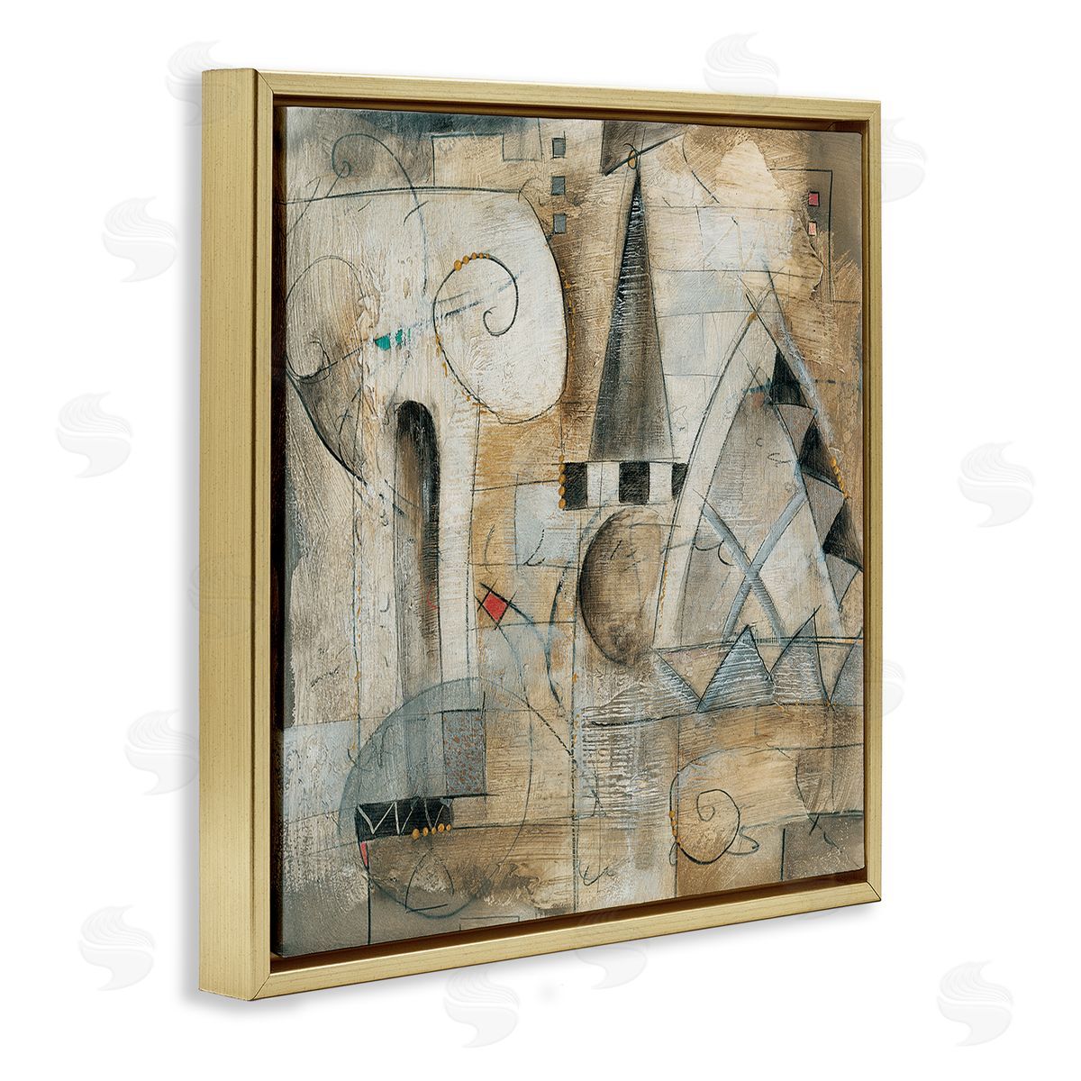 Eric Waugh Classic Architecture Abstract Steepled Buildings Ionic Pillar Painting Gold Floating Frame Canvas Wall Art Print