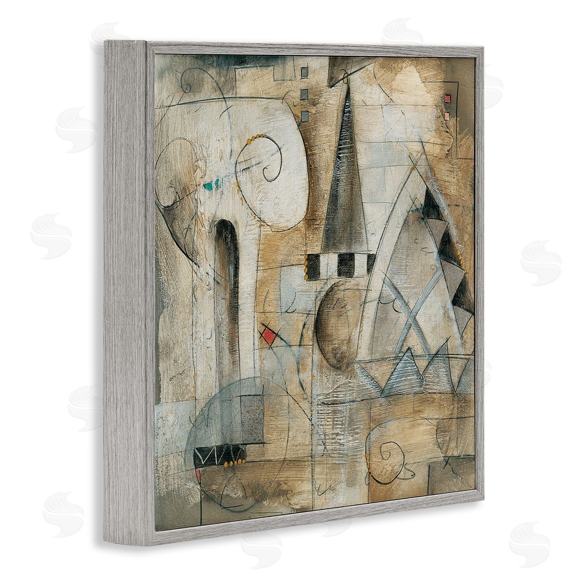 Eric Waugh Classic Architecture Abstract Steepled Buildings Ionic Pillar Painting Gray Framed Glicee Wall Art Print