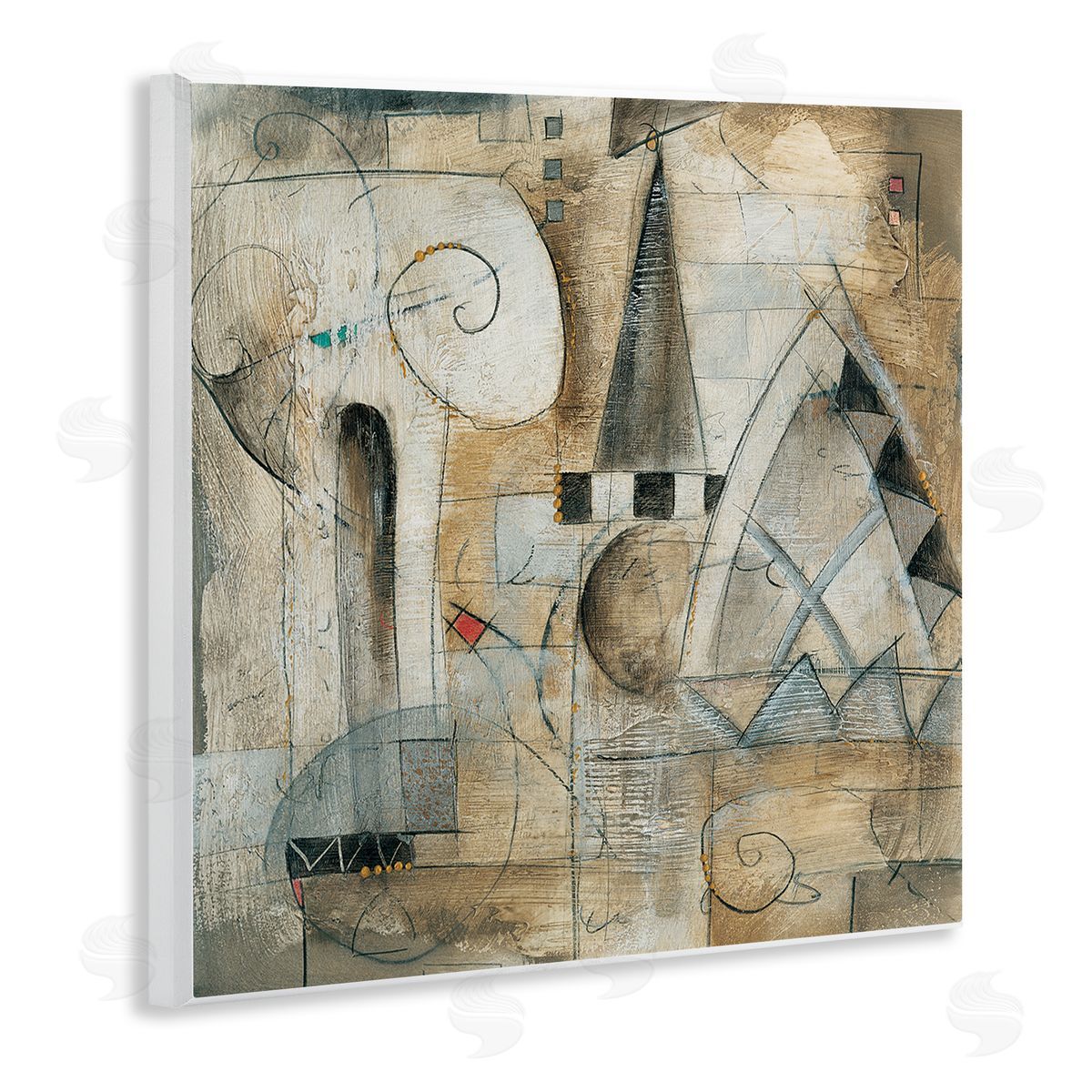 Eric Waugh Classic Architecture Abstract Steepled Buildings Ionic Pillar Painting Wooden Wall Plaque Art Print