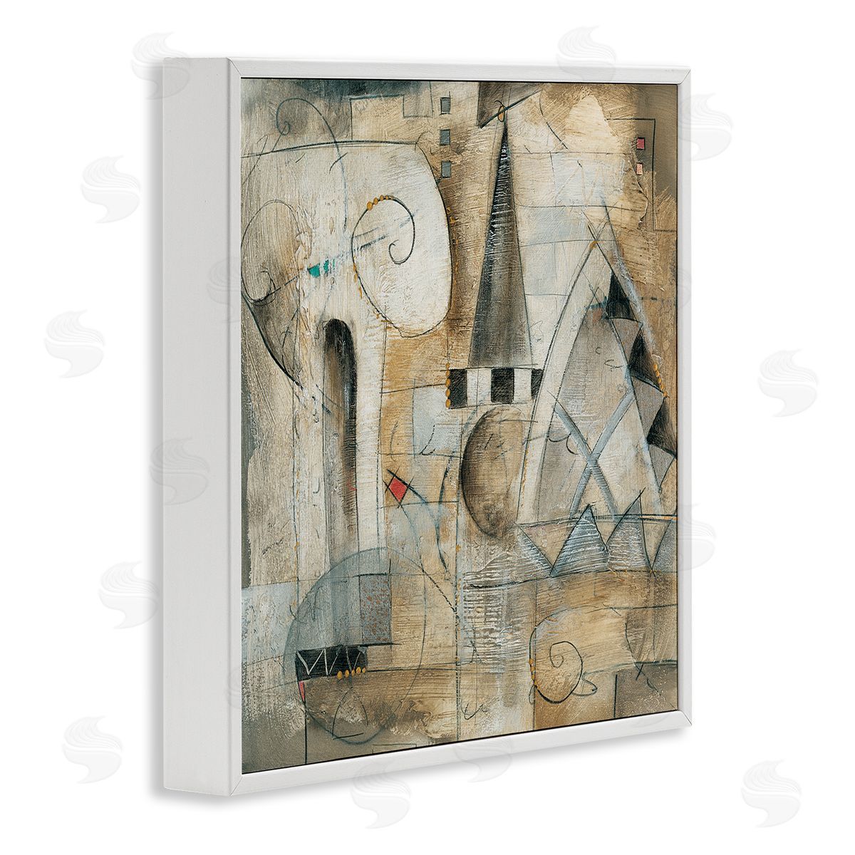 Eric Waugh Classic Architecture Abstract Steepled Buildings Ionic Pillar Painting White Framed Glicee Wall Art Print