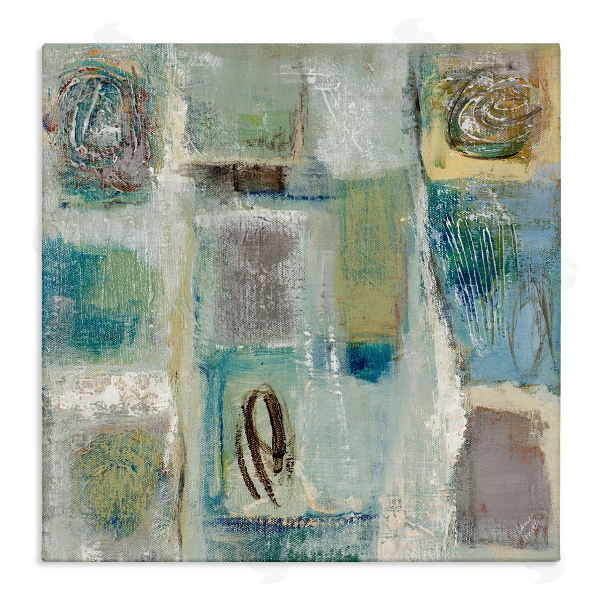 Lanie Loreth Abstract Checkered Shape Painting Chaotic Spirals Stretched Canvas Wall Art Print