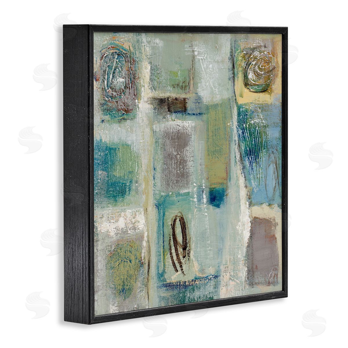 Lanie Loreth Abstract Checkered Shape Painting Chaotic Spirals Black Framed Glicee Wall Art Print