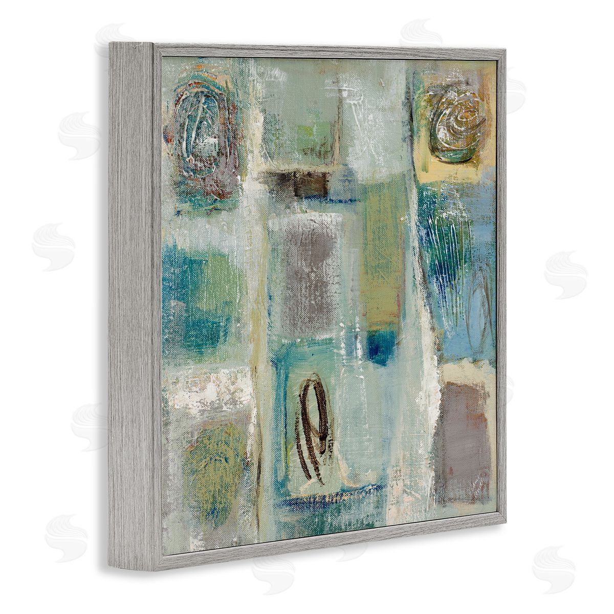 Lanie Loreth Abstract Checkered Shape Painting Chaotic Spirals Gray Framed Glicee Wall Art Print
