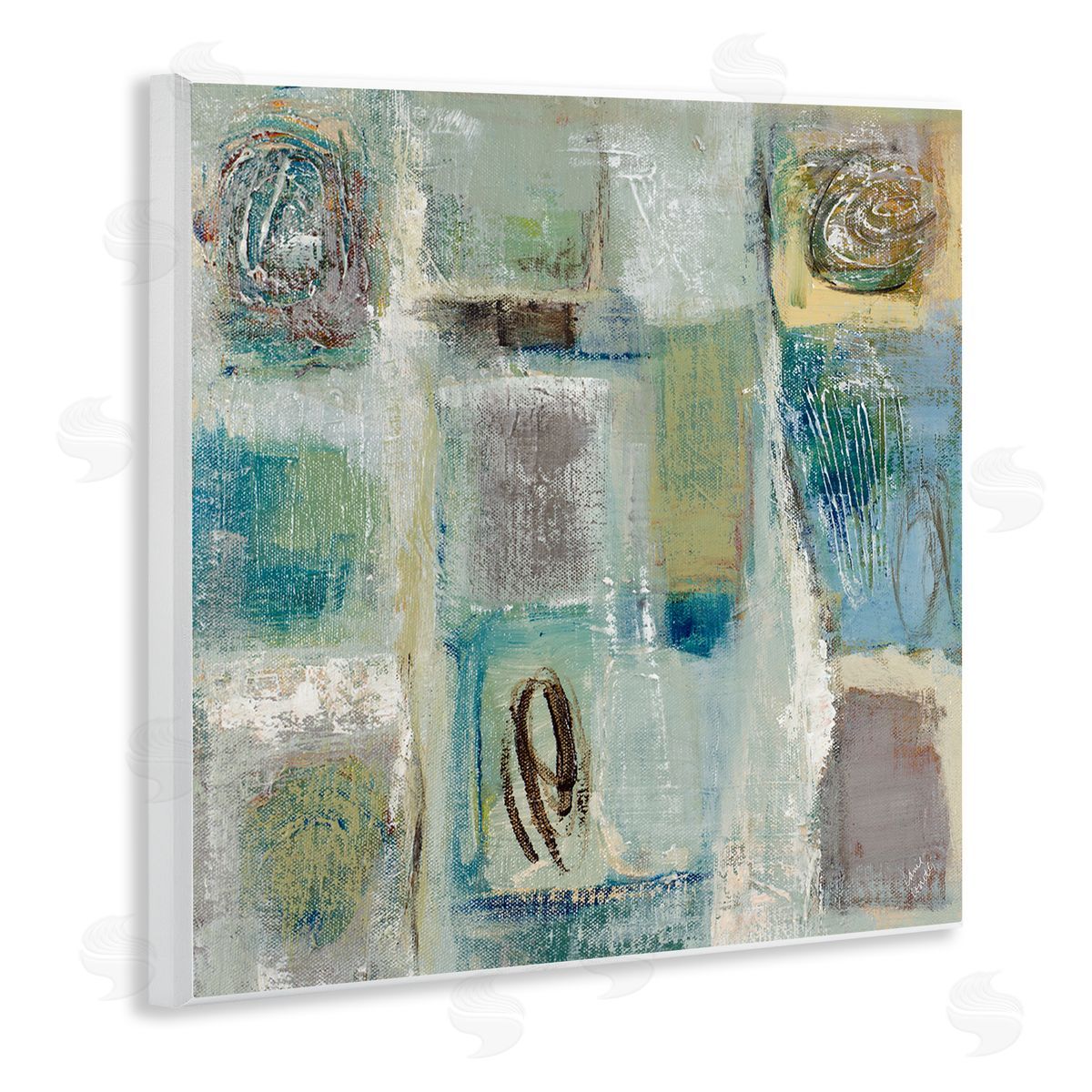 Lanie Loreth Abstract Checkered Shape Painting Chaotic Spirals Wooden Wall Plaque Art Print