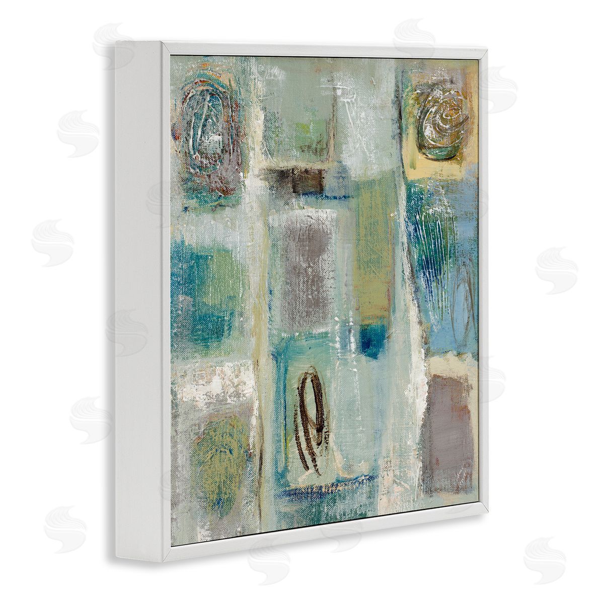 Lanie Loreth Abstract Checkered Shape Painting Chaotic Spirals White Framed Glicee Wall Art Print
