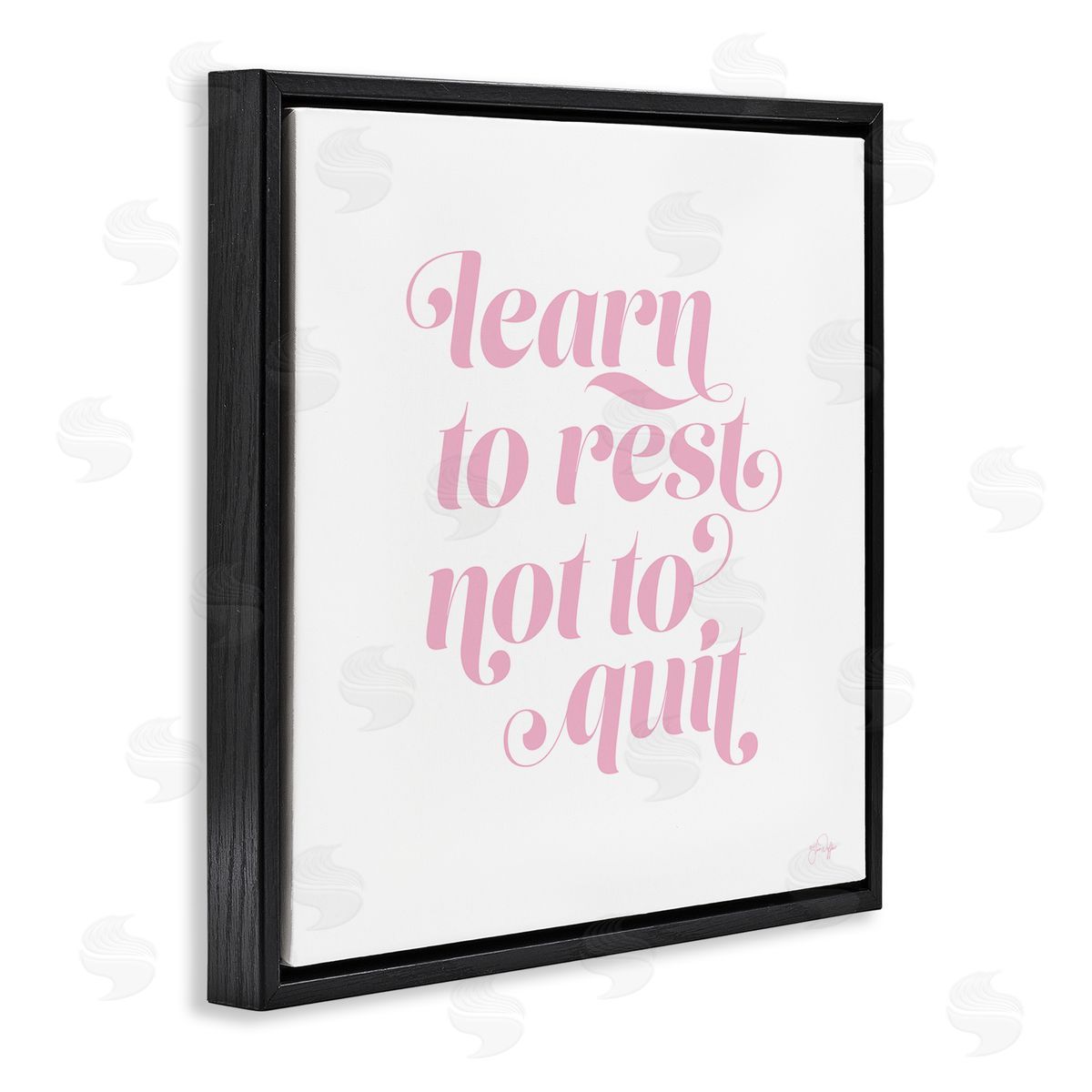 Yass Naffas Designs Learn To Rest Not Quit Motivational Phrase Pink Black Floating Frame Canvas Wall Art Print