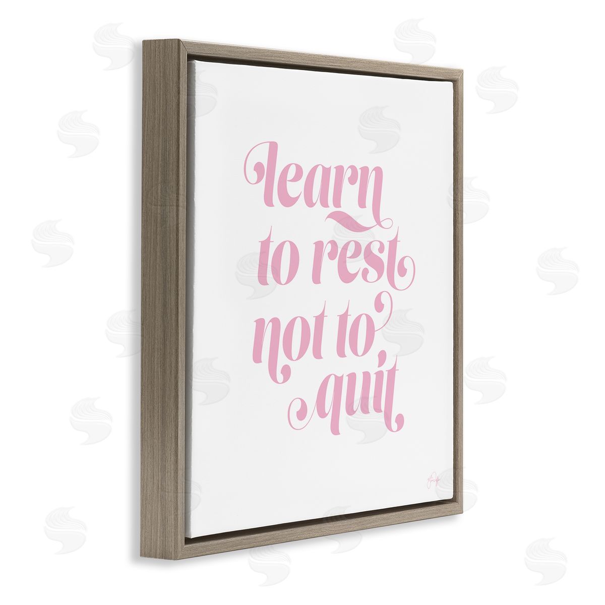 Yass Naffas Designs Learn To Rest Not Quit Motivational Phrase Pink Brown Floating Frame Canvas Wall Art Print
