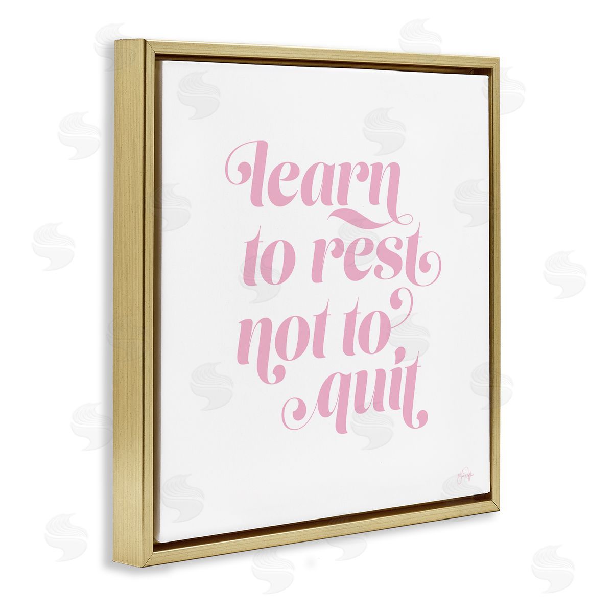 Yass Naffas Designs Learn To Rest Not Quit Motivational Phrase Pink Gold Floating Frame Canvas Wall Art Print
