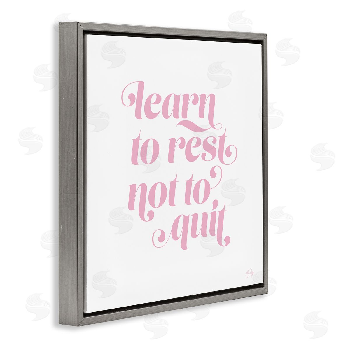 Yass Naffas Designs Learn To Rest Not Quit Motivational Phrase Pink Gray Floating Frame Canvas Wall Art Print
