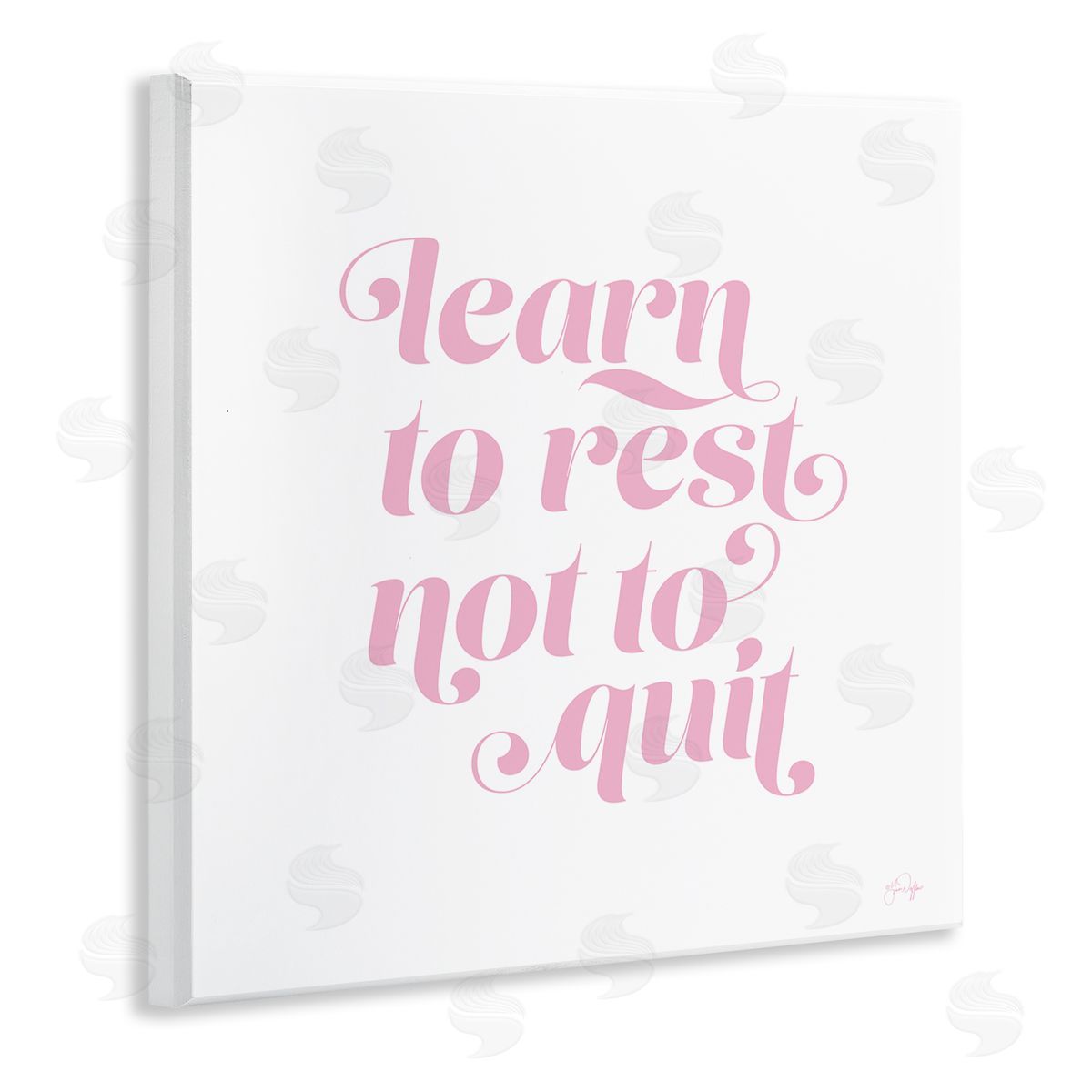 Yass Naffas Designs Learn To Rest Not Quit Motivational Phrase Pink Wooden Wall Plaque Art Print