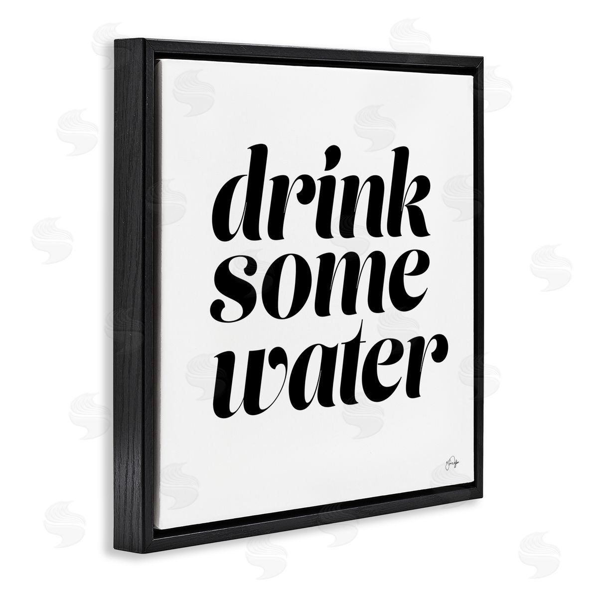 Yass Naffas Designs Drink Some Water Motivational Phrase Minimal Bold Typography Black Floating Frame Canvas Wall Art Print
