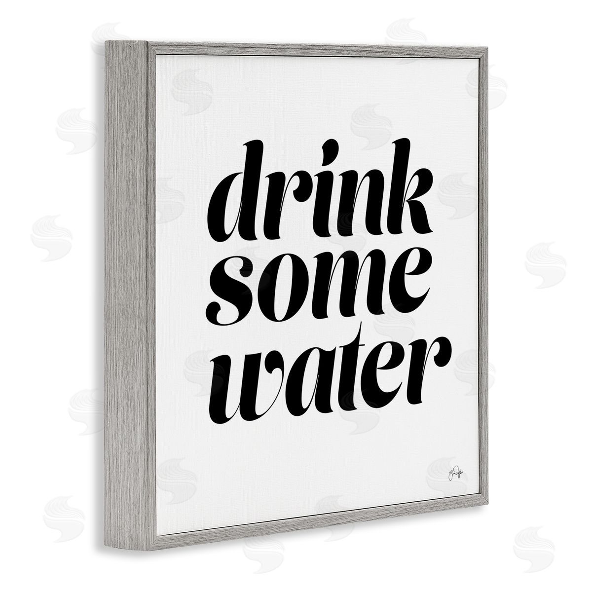 Yass Naffas Designs Drink Some Water Motivational Phrase Minimal Bold Typography Gray Framed Glicee Wall Art Print