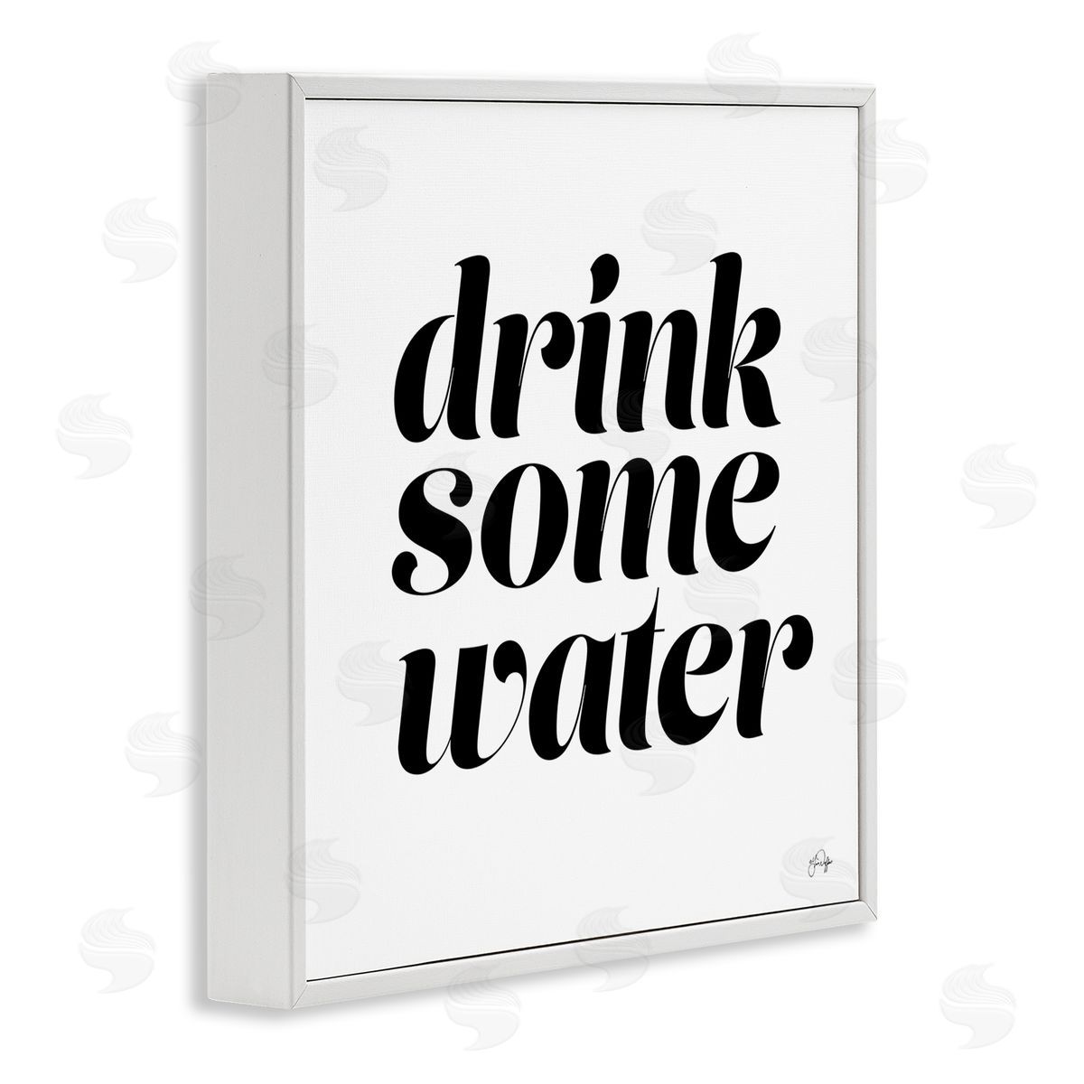 Yass Naffas Designs Drink Some Water Motivational Phrase Minimal Bold Typography White Framed Glicee Wall Art Print