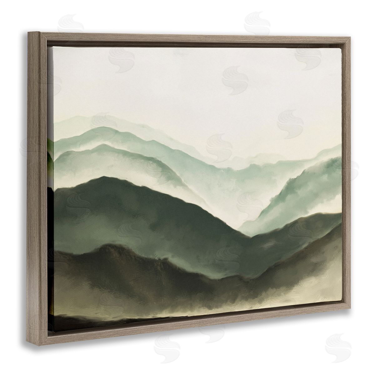 Atmospheric Mountain Range Brown Floating Frame Canvas Wall Art, Home Decor by JJ Design House LLC