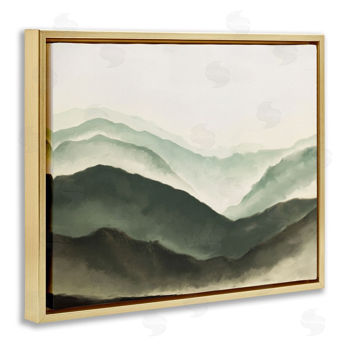 Atmospheric Mountain Range Gold Floating Frame Canvas Wall Art, Home Decor by JJ Design House LLC