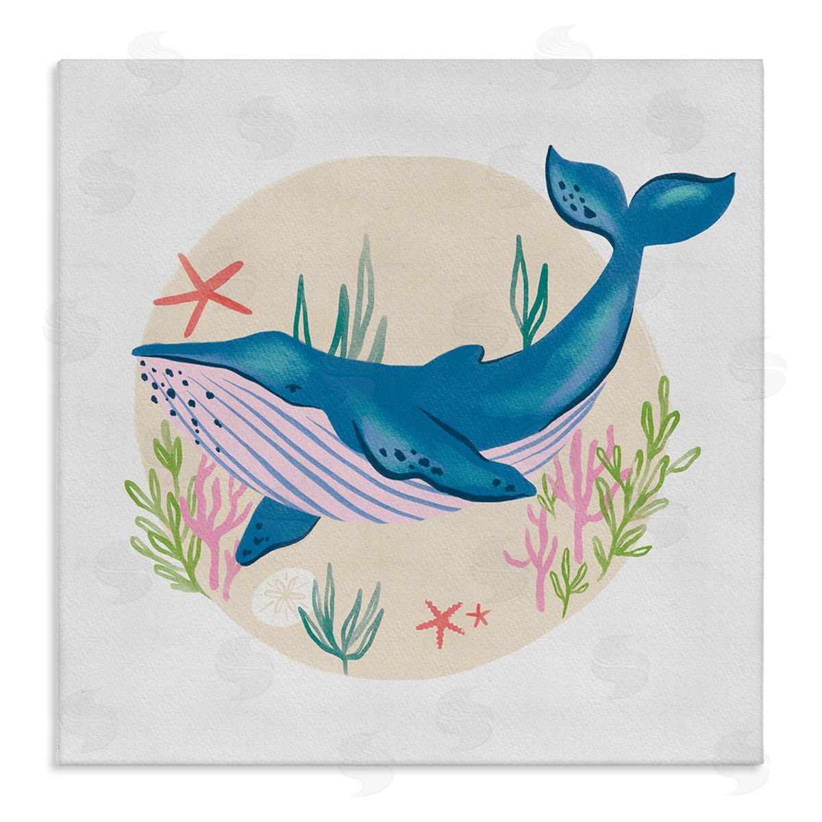 Deborah Curiel Joyous Whale Roaming Seaweed Deep Ocean Marine Mammal Stretched Canvas Wall Art Print