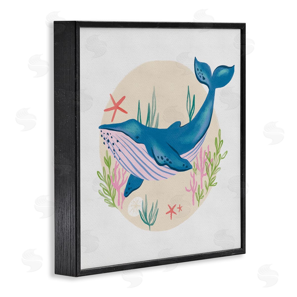 Deborah Curiel Joyous Whale Roaming Seaweed Deep Ocean Marine Mammal Black Framed Glicee Wall Art Print