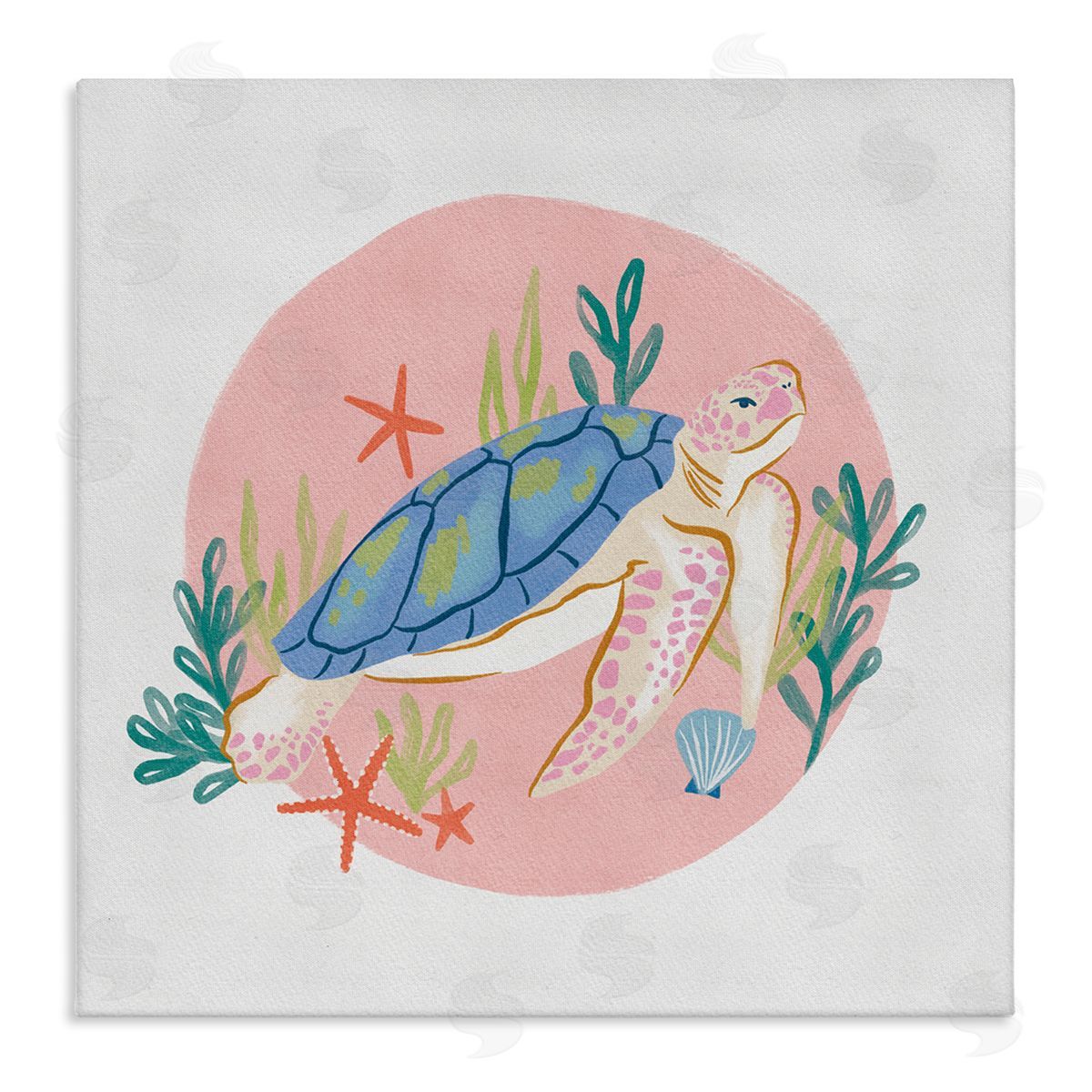 Deborah Curiel Gracious Turtle Ocean Seaweed Shell Starfish Marine Reptile Stretched Canvas Wall Art Print
