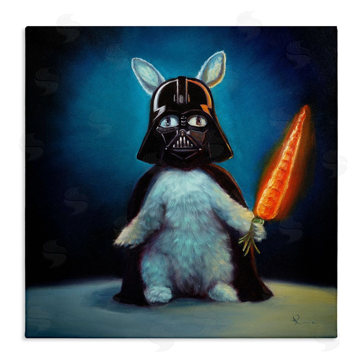 stupell industries Lucia Heffernan | Rabbit Star Wars Neon Carrot Cartoon Pet Portrait Wall Art