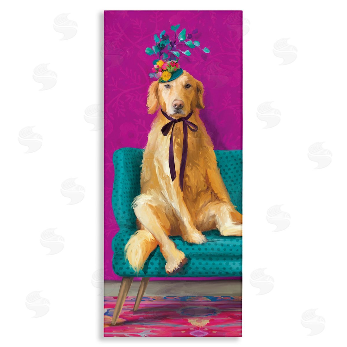 Kamdon Kreations Extravagant Pampered Dog Portrait Contemporary Furniture Floral Pattern