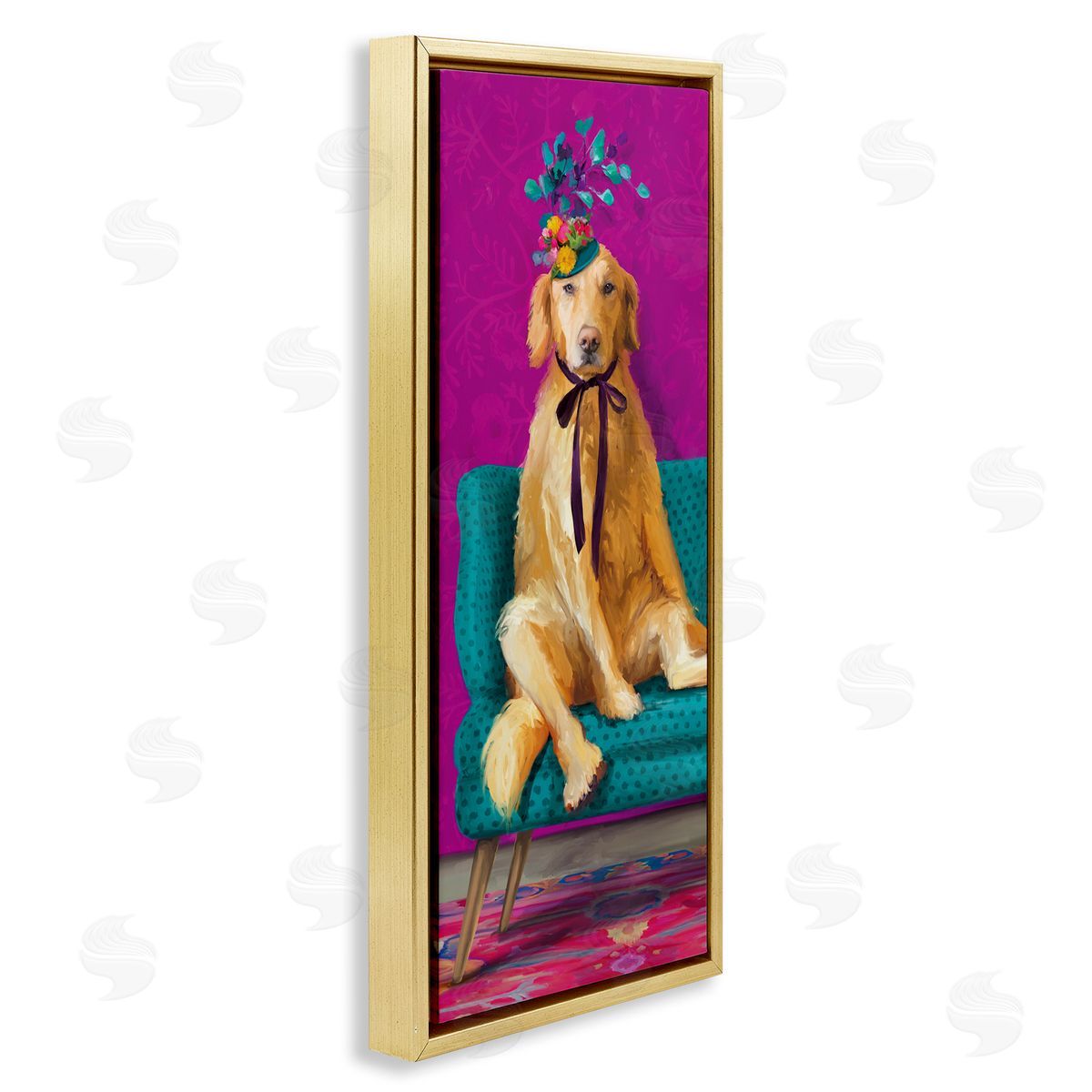 Kamdon Kreations Extravagant Pampered Dog Portrait Contemporary Furniture Floral Pattern