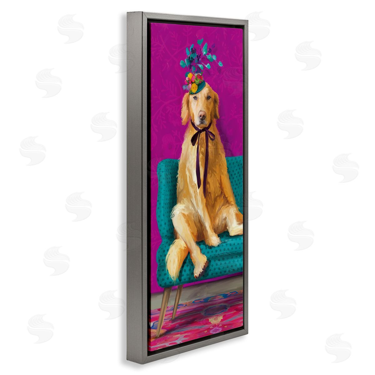 Kamdon Kreations Extravagant Pampered Dog Portrait Contemporary Furniture Floral Pattern