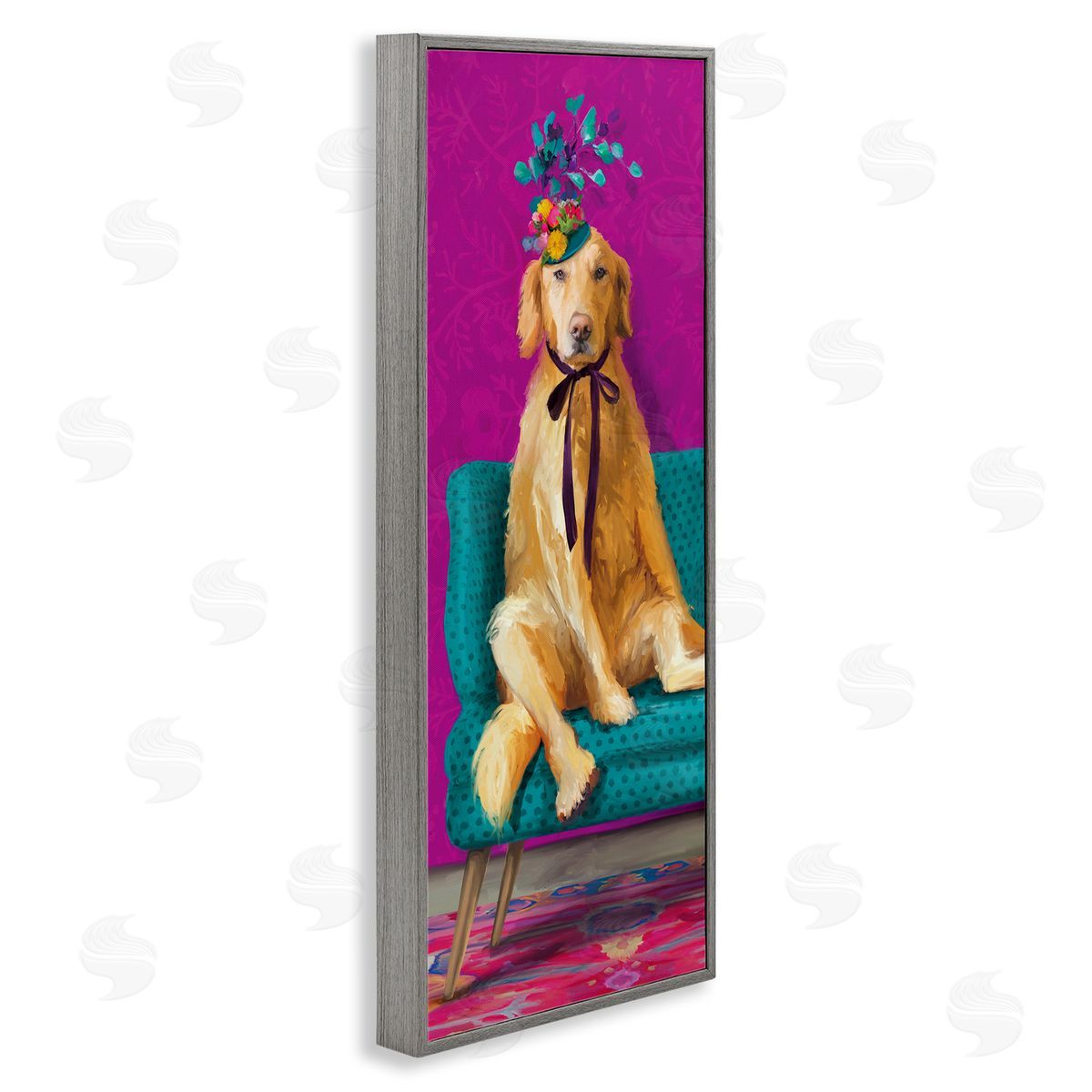 Kamdon Kreations Extravagant Pampered Dog Portrait Contemporary Furniture Floral Pattern