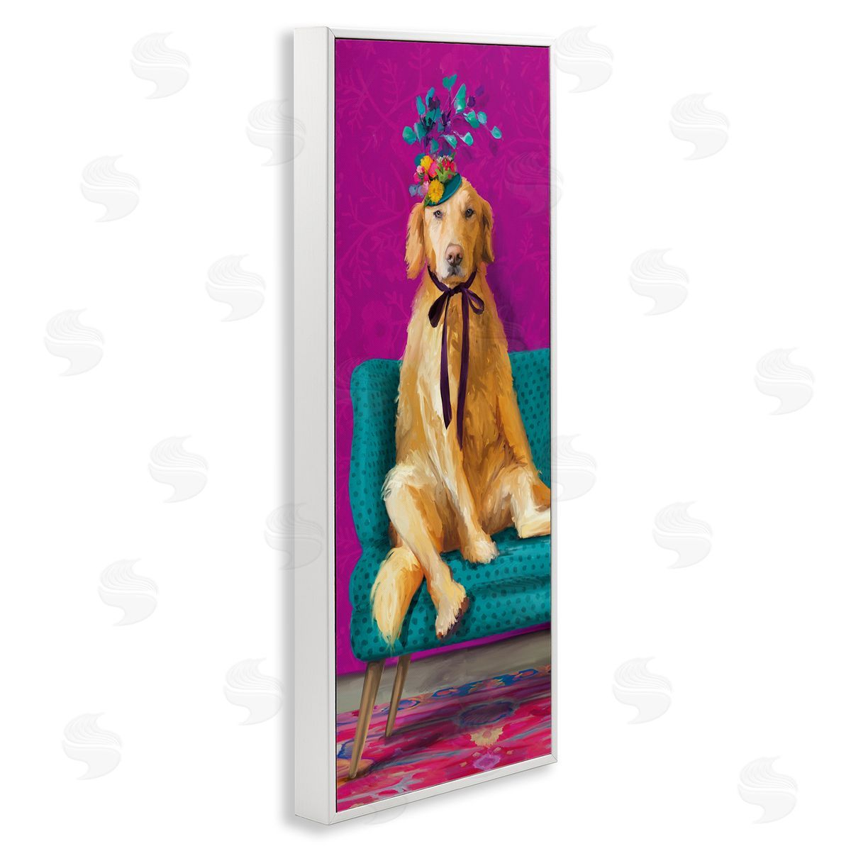 Kamdon Kreations Extravagant Pampered Dog Portrait Contemporary Furniture Floral Pattern