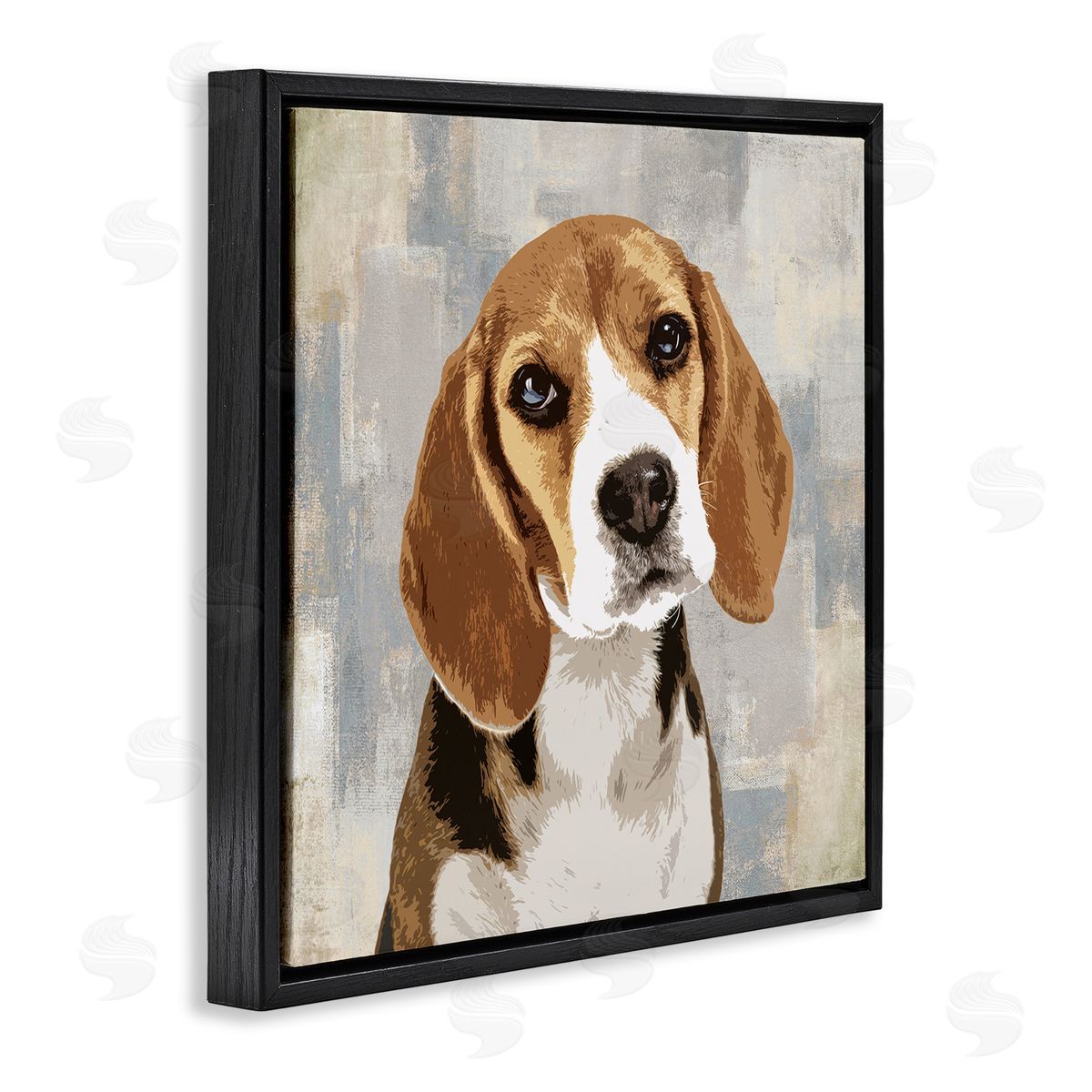 Pet Beagle Patiently Waiting Black Floating Frame Canvas Wall Art, Home Decor by Keri Rodgers