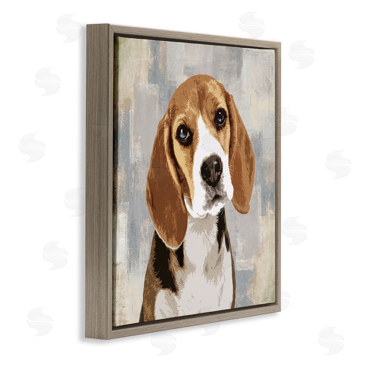 Pet Beagle Patiently Waiting Brown Floating Frame Canvas Wall Art, Home Decor by Keri Rodgers
