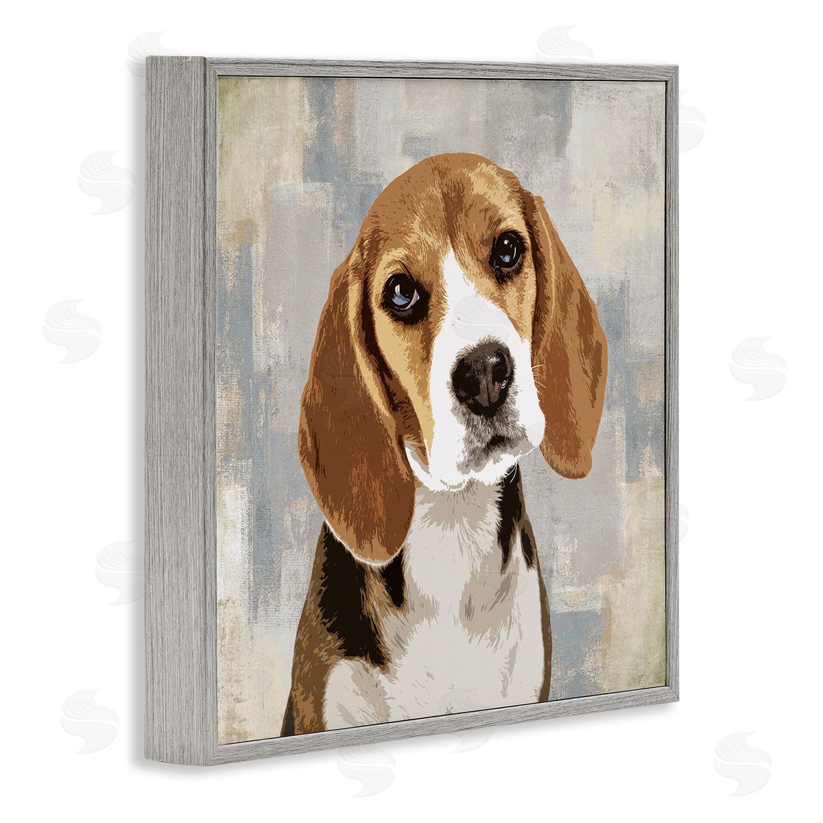 Pet Beagle Patiently Waiting Grey Frame Print Wall Art, Home Decor by Keri Rodgers