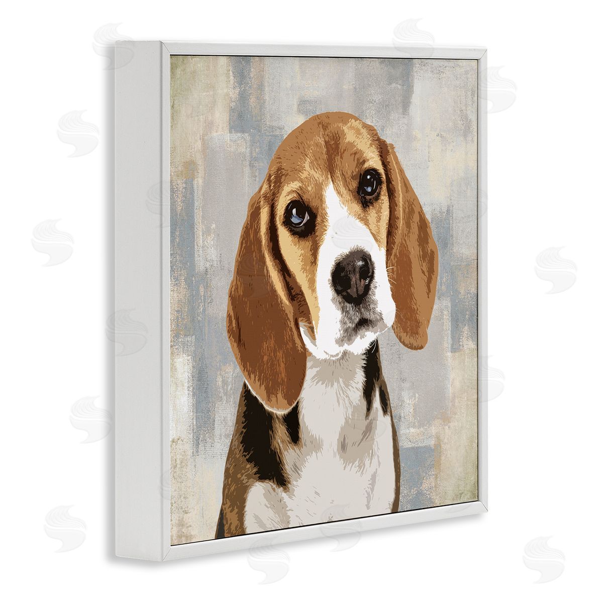 Pet Beagle Patiently Waiting White Frame Print Wall Art, Home Decor by Keri Rodgers