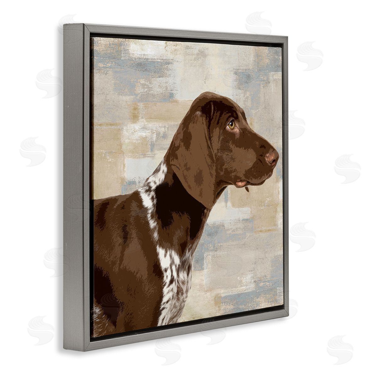 Keri Rodgers Gazing Pointer Dog Vintage Dog Portrait Gray Floating Frame Canvas Wall Art Print