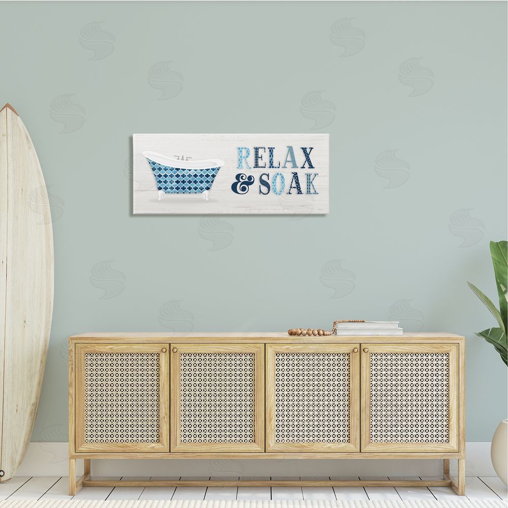 Natalie Carpentieri Soak Relax Tub Geometric Patterned Typography Bathroom Sign 