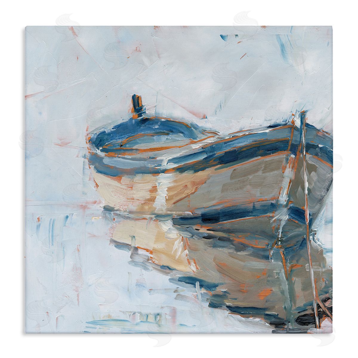 Ethan Harper Abandoned Paddling Watercraft Quiet Icy Ocean Stretched Canvas Wall Art Print