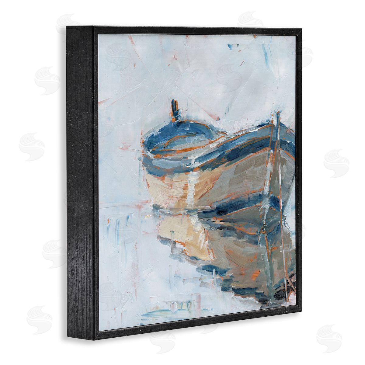 Ethan Harper Abandoned Paddling Watercraft Quiet Icy Ocean Black Framed Glicee Wall Art Print