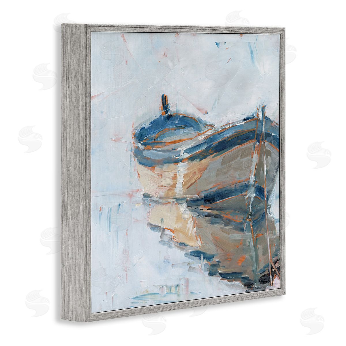 Ethan Harper Abandoned Paddling Watercraft Quiet Icy Ocean Gray Framed Glicee Wall Art Print