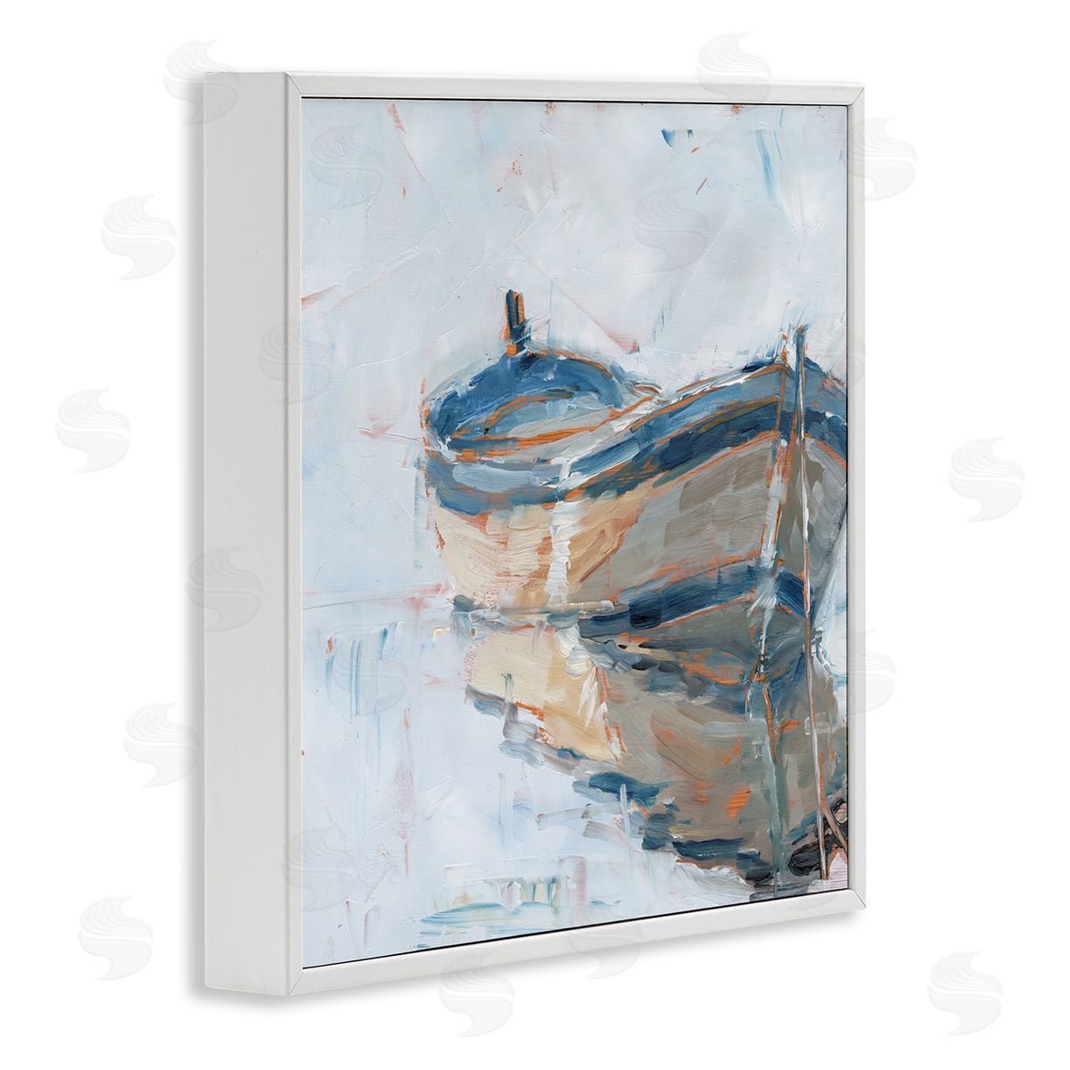 Ethan Harper Abandoned Paddling Watercraft Quiet Icy Ocean White Framed Glicee Wall Art Print