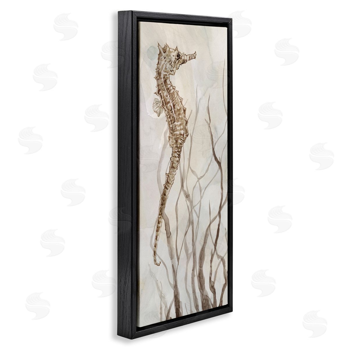 Vigilant Seahorse Ocean Wildlife Black Floating Frame Canvas Wall Art, Home Decor by Carol Robinson