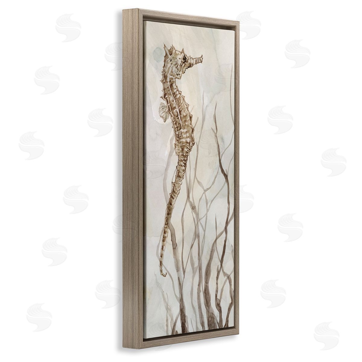 Vigilant Seahorse Ocean Wildlife Brown Floating Frame Canvas Wall Art, Home Decor by Carol Robinson